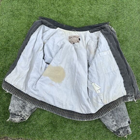 Vintage Joe Borders Squadron Mens XL Jacket Denim Full Zip Distressed Washed - Picture 12 of 15